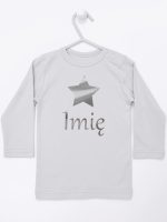 gwiazdka z imieniem nadruk srebrny koszulka z długim rękawem kolor szary 123