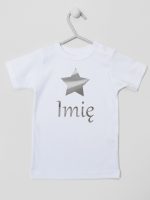 gwiazdka z imieniem nadruk srebrny koszulka z krótkim rękawem kolor biały 123
