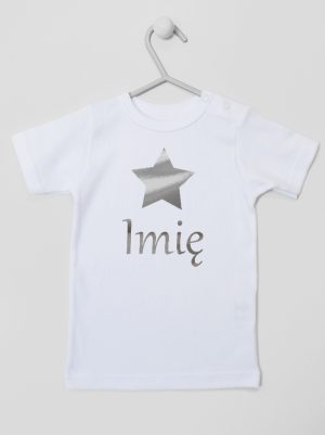 gwiazdka z imieniem nadruk srebrny koszulka z krótkim rękawem kolor biały 123