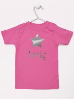 gwiazdka z imieniem nadruk srebrny koszulka z krótkim rękawem kolor ciemny różowy 123