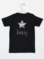gwiazdka z imieniem nadruk srebrny koszulka z krótkim rękawem kolor czarny 123