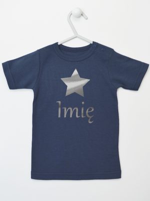 gwiazdka z imieniem nadruk srebrny koszulka z krótkim rękawem kolor granatowy 123