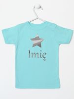 gwiazdka z imieniem nadruk srebrny koszulka z krótkim rękawem kolor miętowy 123