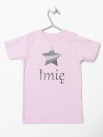 gwiazdka z imieniem nadruk srebrny koszulka z krótkim rękawem kolor różowy 123