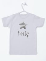 gwiazdka z imieniem nadruk srebrny koszulka z krótkim rękawem kolor szary 123