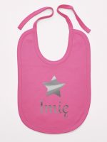 gwiazdka z imieniem nadruk srebrny śliniak niemowlęcy kolor ciemny różowy 123