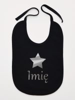 gwiazdka z imieniem nadruk srebrny śliniak niemowlęcy kolor czarny 123