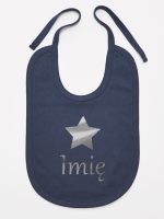 gwiazdka z imieniem nadruk srebrny śliniak niemowlęcy kolor granatowy 123