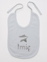 gwiazdka z imieniem nadruk srebrny śliniak niemowlęcy kolor szary 123