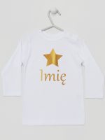 gwiazdka złota z inieniem dziecka koszulka z długim rękawem kolor biały 117