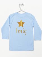 gwiazdka złota z inieniem dziecka koszulka z długim rękawem kolor błękitny 117