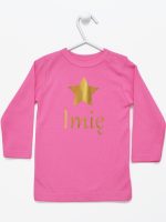 gwiazdka złota z inieniem dziecka koszulka z długim rękawem kolor ciemny różowy 117