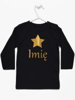 gwiazdka złota z inieniem dziecka koszulka z długim rękawem kolor czarny 117