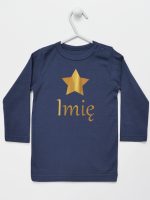 gwiazdka złota z inieniem dziecka koszulka z długim rękawem kolor granatowy 117