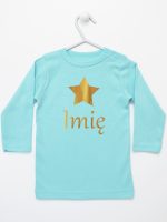 gwiazdka złota z inieniem dziecka koszulka z długim rękawem kolor miętowy 117