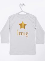gwiazdka złota z inieniem dziecka koszulka z długim rękawem kolor szary 117