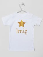 gwiazdka złota z inieniem dziecka koszulka z krótkim rękawem kolor biały 117