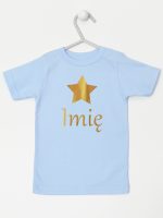 gwiazdka złota z inieniem dziecka koszulka z krótkim rękawem kolor błękitny 117