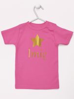 gwiazdka złota z inieniem dziecka koszulka z krótkim rękawem kolor ciemny różowy 117