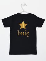 gwiazdka złota z inieniem dziecka koszulka z krótkim rękawem kolor czarny 117