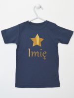 gwiazdka złota z inieniem dziecka koszulka z krótkim rękawem kolor granatowy 117