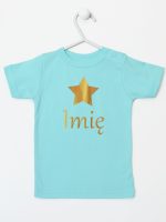 gwiazdka złota z inieniem dziecka koszulka z krótkim rękawem kolor miętowy 117