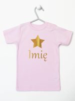 gwiazdka złota z inieniem dziecka koszulka z krótkim rękawem kolor różowy 117