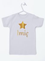 gwiazdka złota z inieniem dziecka koszulka z krótkim rękawem kolor szary 117
