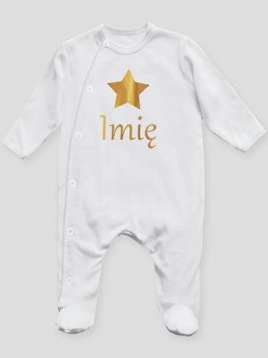 gwiazdka złota z inieniem dziecka pajacyk śpioszek ze stópkami 117