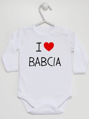 i love babcia body z długim rękawem kolor biały 107