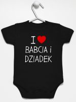 i love babcia i dziadek body z krótkim rękawem kolor czarny 109 i love babcia i dziadek body z krótkim rękawem kolor czarny 109
