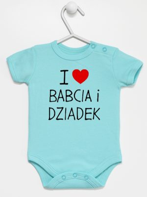 i love babcia i dziadek body z krótkim rękawem kolor miętowy 109