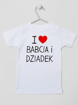 i love babcia i dziadek koszulka z krótkim rękawem kolor biały 109