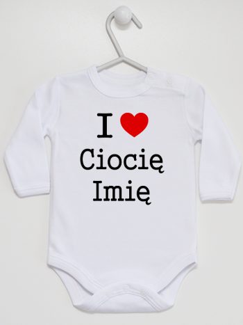 i love ciocię z imieniem body z długim rękawem kolor biały 167