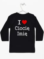i love ciocię z imieniem koszulka z długim rękawem kolor czarny 167