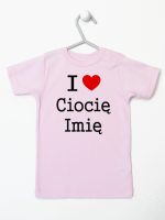 i love ciocię z imieniem koszulka z krótkim rękawem kolor różowy 167