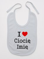 i love ciocię z imieniem śliniak niemowlęcy kolor szary 167