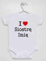 i love siostrę z imieniem body z krótkim rękawem kolor biały 169 i love siostrę z imieniem body z krótkim rękawem kolor biały 169