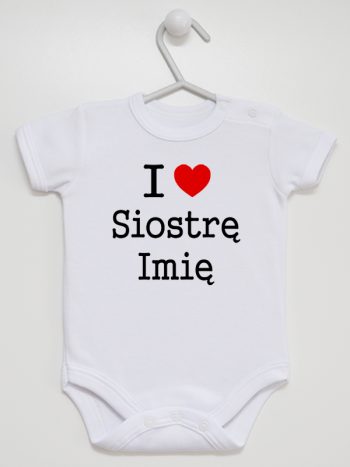 i love siostrę z imieniem body z krótkim rękawem kolor biały 169