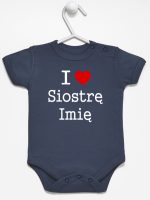 i love siostrę z imieniem body z krótkim rękawem kolor granatowy 169 i love siostrę z imieniem body z krótkim rękawem kolor granatowy 169