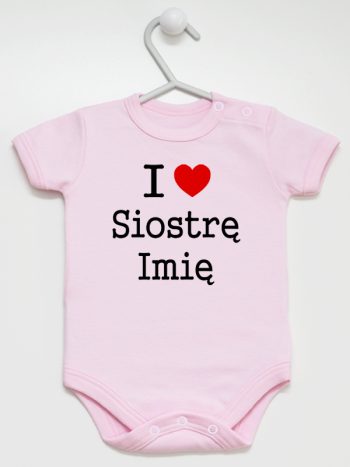 i love siostrę z imieniem body z krótkim rękawem kolor różowy 169