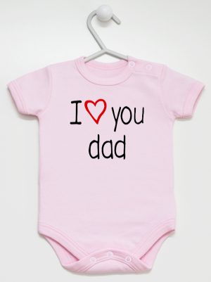 i love you dad z sercem body z krótkim rękawem kolor różowy 089