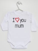 i love you mum z sercem body z długim rękawem kolor biały 088