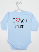 i love you mum z sercem body z długim rękawem kolor błękitny 088
