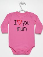 i love you mum z sercem body z długim rękawem kolor ciemny różowy 088