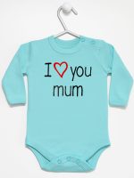 i love you mum z sercem body z długim rękawem kolor miętowy 088