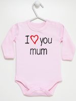 i love you mum z sercem body z długim rękawem kolor różowy 088