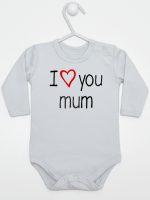 i love you mum z sercem body z długim rękawem kolor szary 088