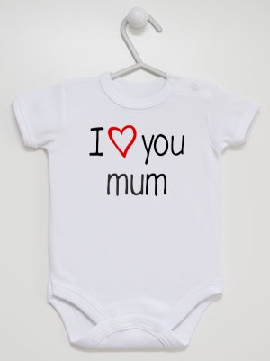 i love you mum z sercem body z krótkim rękawem kolor biały 088