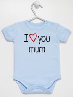i love you mum z sercem body z krótkim rękawem kolor błękitny 088
